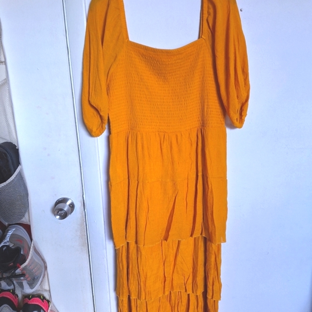 Kings Road XL Mustard Summer Ruffle Layered Dress - Picture 3 of 11
